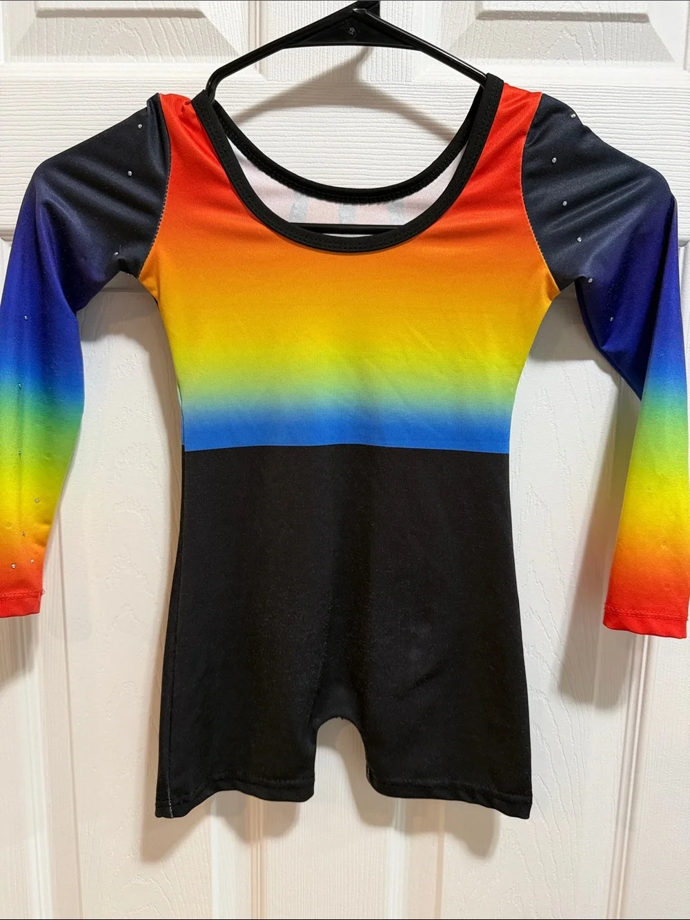 Toddler Rainbow + Black Long Sleeve Gymnastics Leotard